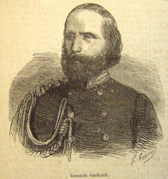 Giuseppe Garibaldi in una illustrazione del 1860.