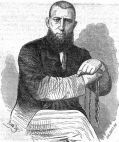 Incisione del 1860 raffigurante il camorrista Michele Russomartino - Con lo scoppio della rivoluzione infatti alcuni importanti camorristi (quali Luigi Cozzolino detto il 'Persianaro', <strong>Michele Russomartino detto il 'Piazziere'</strong>, Andrea Esposito detto 'Andreuccio di Porta Nolana' e addirittura il capo della camorra del quartiere Mercato Salvatore Colombo, entrato nella setta dell’Unità Italiana) passarono dalla parte dei liberali nella lotta anti-assolutista, partecipando agli scontri di piazza. Ciò determinerà le prime repressioni su vasta scala della camorra a Napoli, portate avanti dai ministri della polizia Gaetano Peccheneda prima (nel 1849-50) e Luigi Ajossa poi (nel 1859-60).