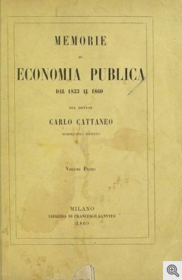 La copertina del vol. I di Memorie di economia pubblica