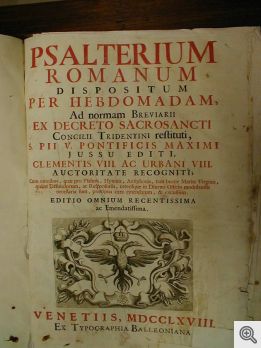 Biblioteca del convento di s. Matteo a S. Marco in Lamis - Pagina di uno 'psalterio' - Foto del 2001