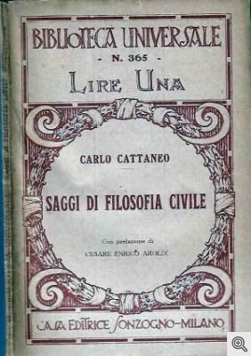 Copertina dei Saggi di filosogia civile di Carlo Cattaneo.