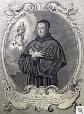 Una stampa raffigurante San Francesco Antonio Fasani che si trova nella biblioteca del convento di S. Matteo a S. Marco in Lamis.