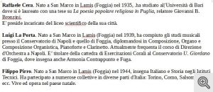 Il "risvolto" dell'ultima pagina del libro di R. Cera, Canti popolari di S. Marco in Lamis.