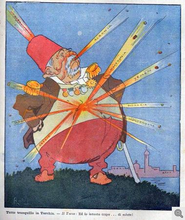Illustrazione da "L'Asino" n. 39, 1912 di Galantara e Podrecca.