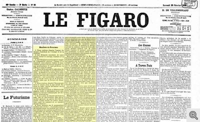 Manifesto del futurismo, pubblicato nel 1909 in Francia su "Le Figaro"