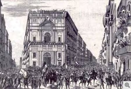 Festeggiamenti popolari a Napoli per la proclamazione della Costituzione del 1848.